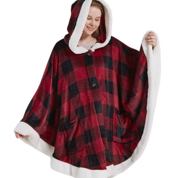Fleece Hooded Poncho - Picture 1 of 2